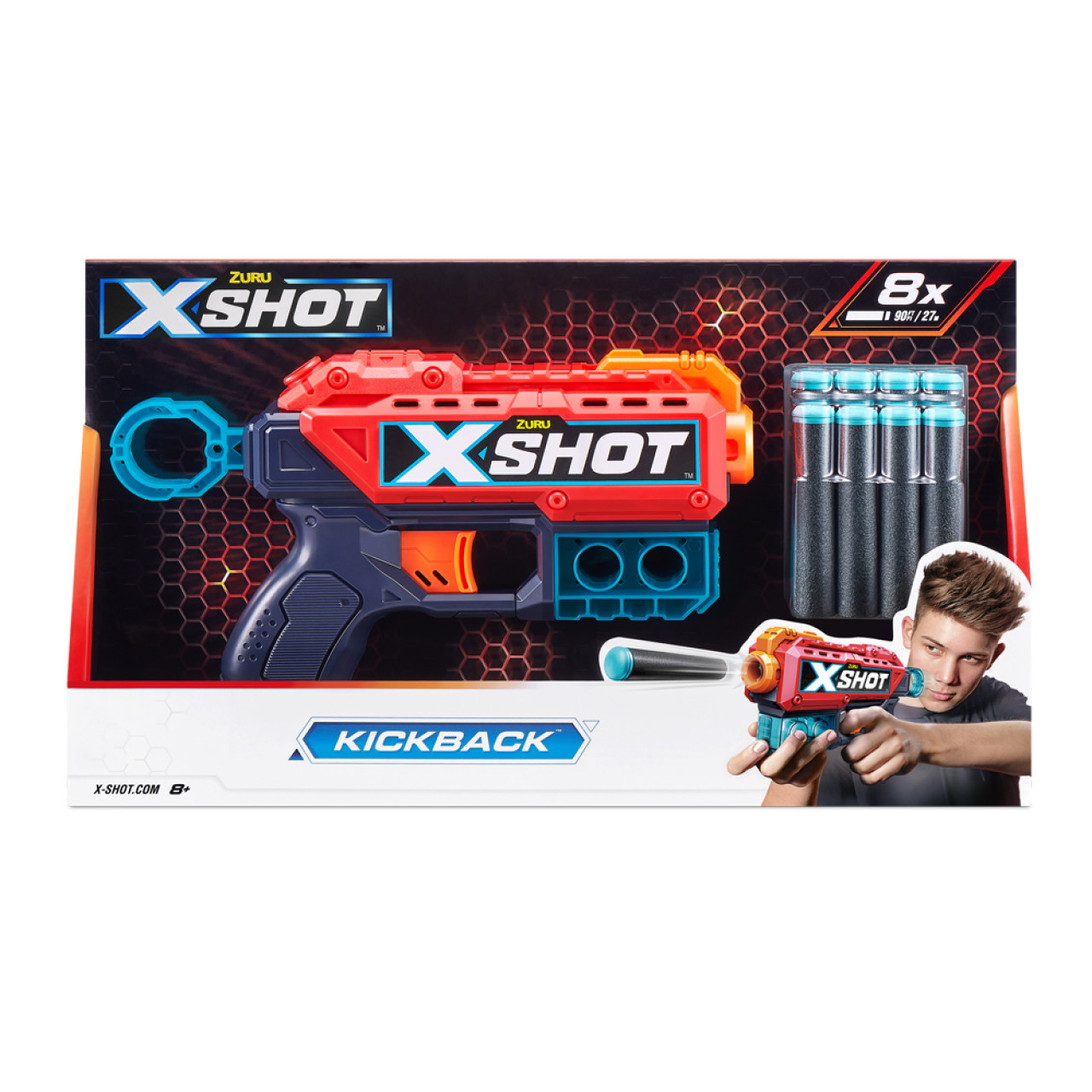 X-Shot Red Швидкострільний бластер Excel Kickback (8 патронів)