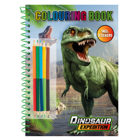 Dinosaur Expedition Розмальовка з наліпками та олівцями/ Дінозаур Експедішн Розмальовка з наліпками