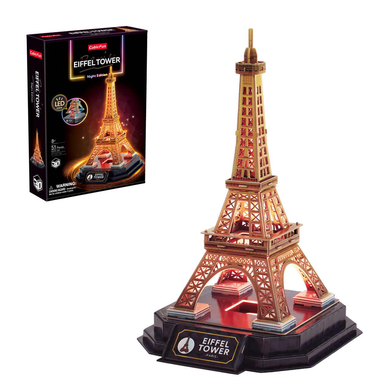 CubicFun three-dimensional puzzle-designer with LED lighting “Eiffel Tower” (L534h)