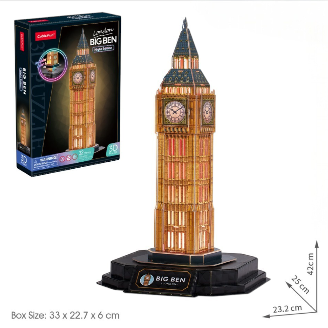 CubicFun three-dimensional puzzle-designer with LED backlight “Big Ben” (L537h)