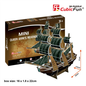 3D Puzzle Constructor CubicFun Ship Queen Anne's Revenge Mini Series (S3031h)
